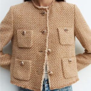 Mango Tweed jacket with jewel buttons size XL